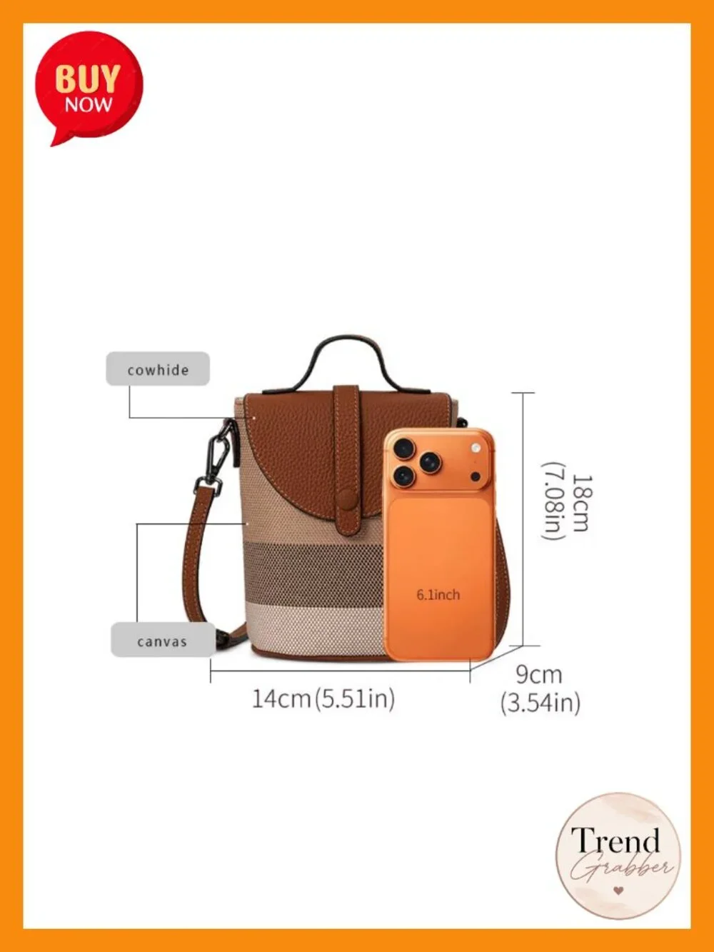 Canvas Stripe Mini Color-Block Shoulder Bag with Leather Trim, Crossbody Bag
